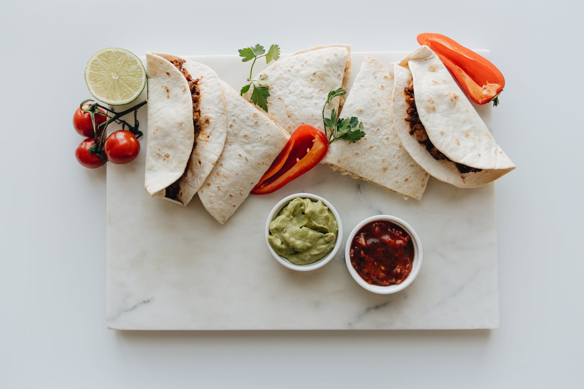 top view of mexican food
