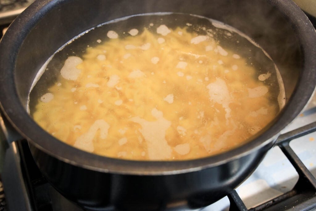 Chicken Noodle Pasta being prepared 