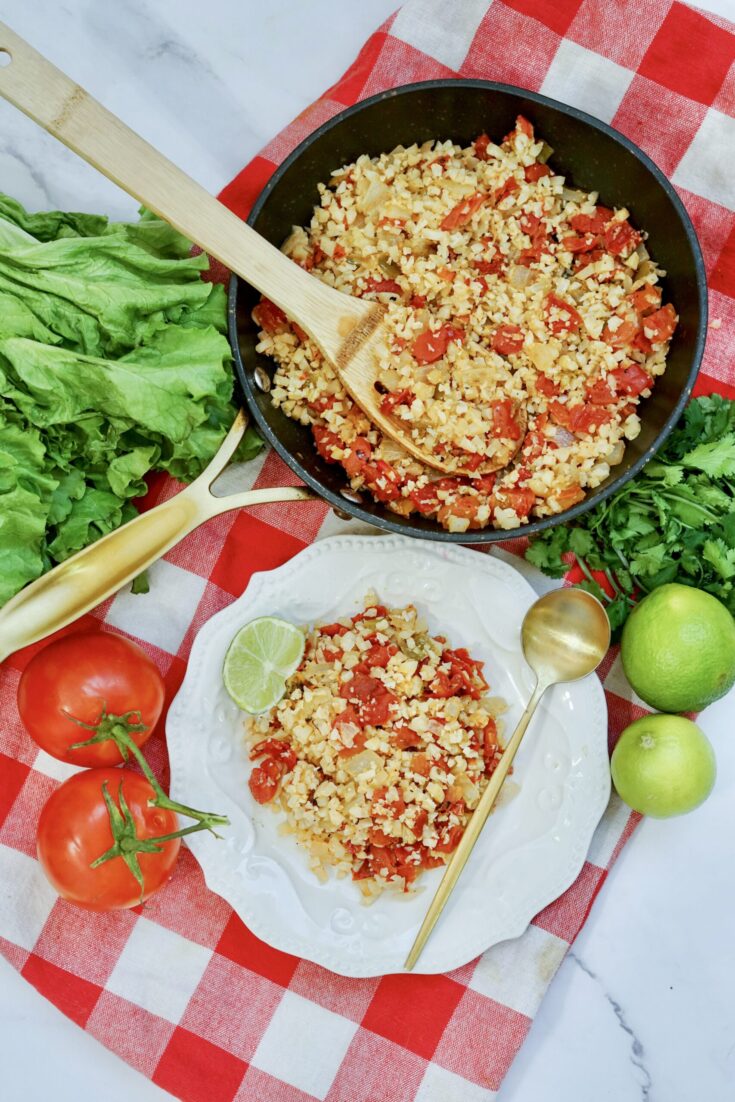 Riced Cauliflower With Tomatoes and Onions