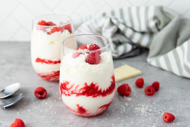 White Chocolate Raspberry Mousse in Glasses