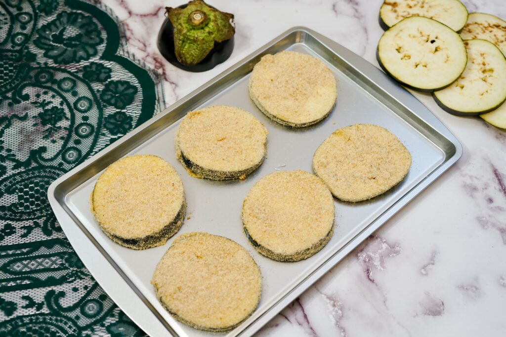 Sheet pan Eggplant Parmesan